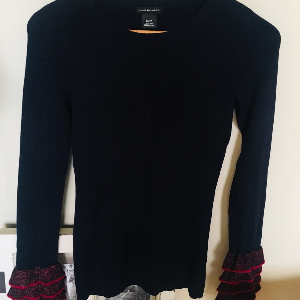 Club monaco ruffle sleeves sweater
